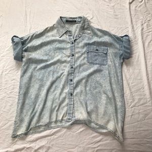 Foreign Exchange Oversized Acid-wash Button Down
